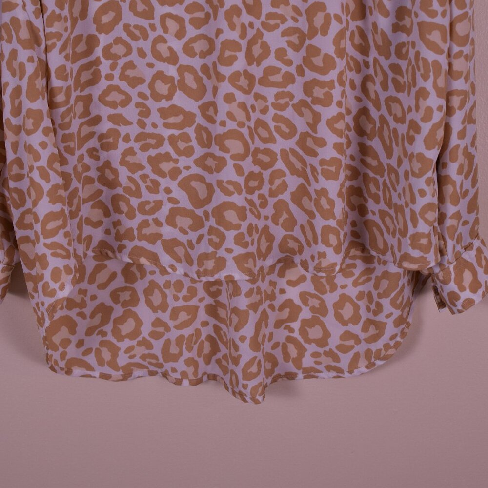 Torrid Women's Georgette Hi-Low Long Sleeve Cheetah Print Blouse - Size L - Picture 4 of 7